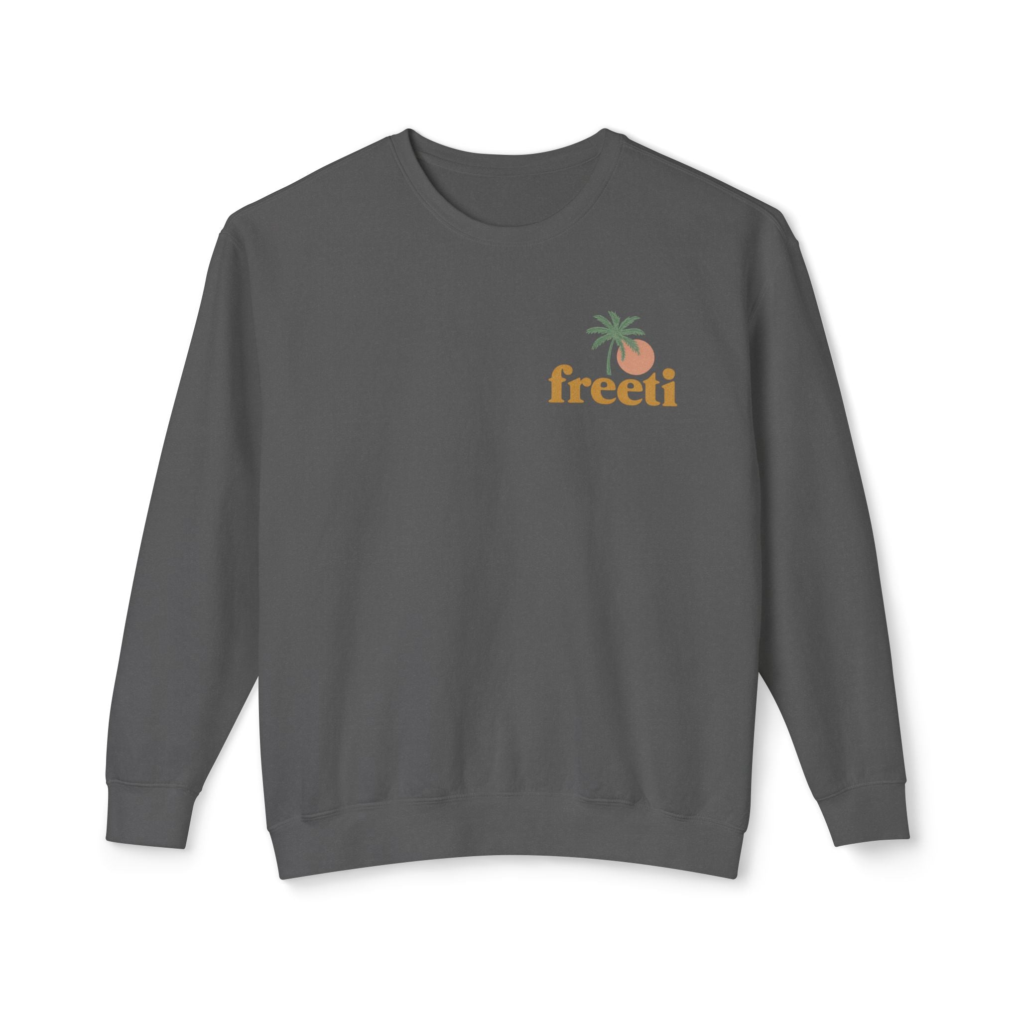 Tropical 'Freeti' Unisex Crewneck Sweatshirt, Lightweight Casual Wear, Summer Vibes, Gift for Her/Him, Cozy Lounge Top
