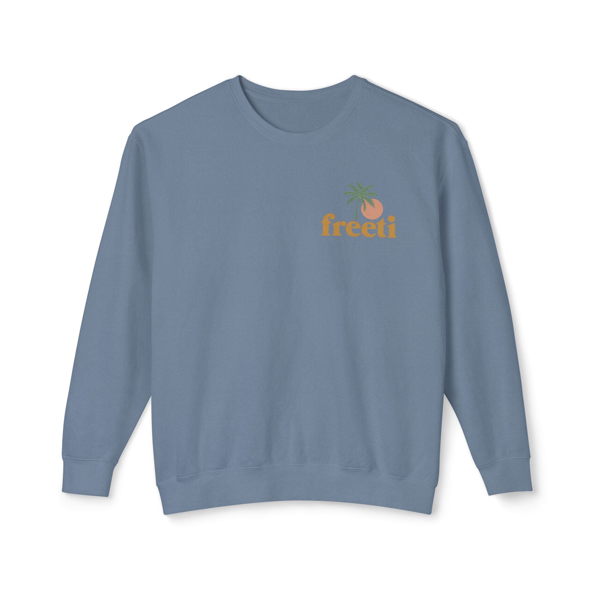 Tropical 'Freeti' Unisex Crewneck Sweatshirt, Lightweight Casual Wear, Summer Vibes, Gift for Her/Him, Cozy Lounge Top