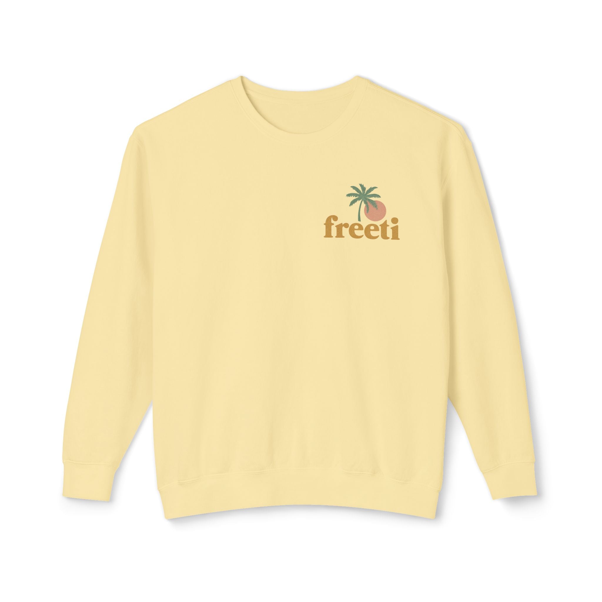 Tropical 'Freeti' Unisex Crewneck Sweatshirt, Lightweight Casual Wear, Summer Vibes, Gift for Her/Him, Cozy Lounge Top