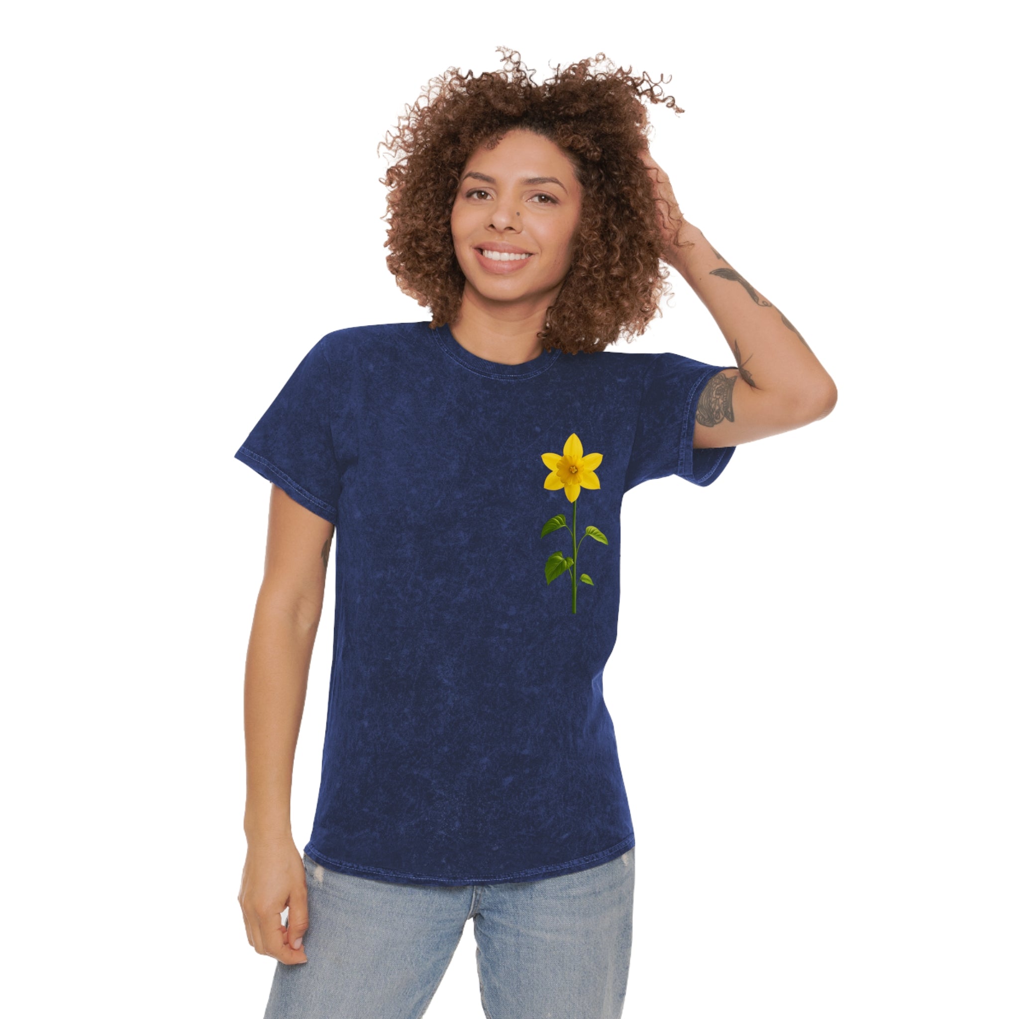 Premium Relaxed Floral Moon T-Shirt, Unisex Mineral Wash Tee, Casual Summer Shirt, Unique Gift for Nature Lovers, Bohemian Style Apparel