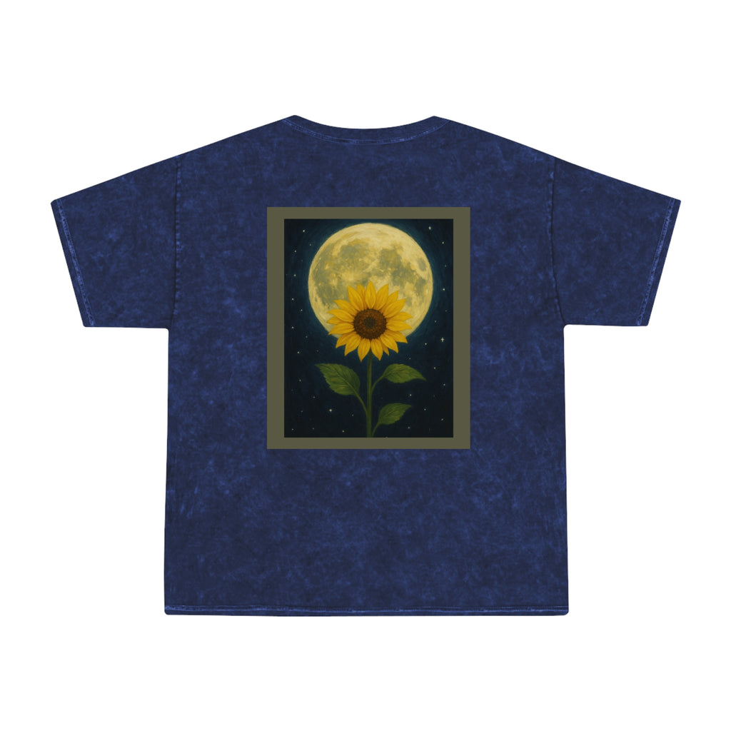 Premium Relaxed Floral Moon T-Shirt, Unisex Mineral Wash Tee, Casual Summer Shirt, Unique Gift for Nature Lovers, Bohemian Style Apparel