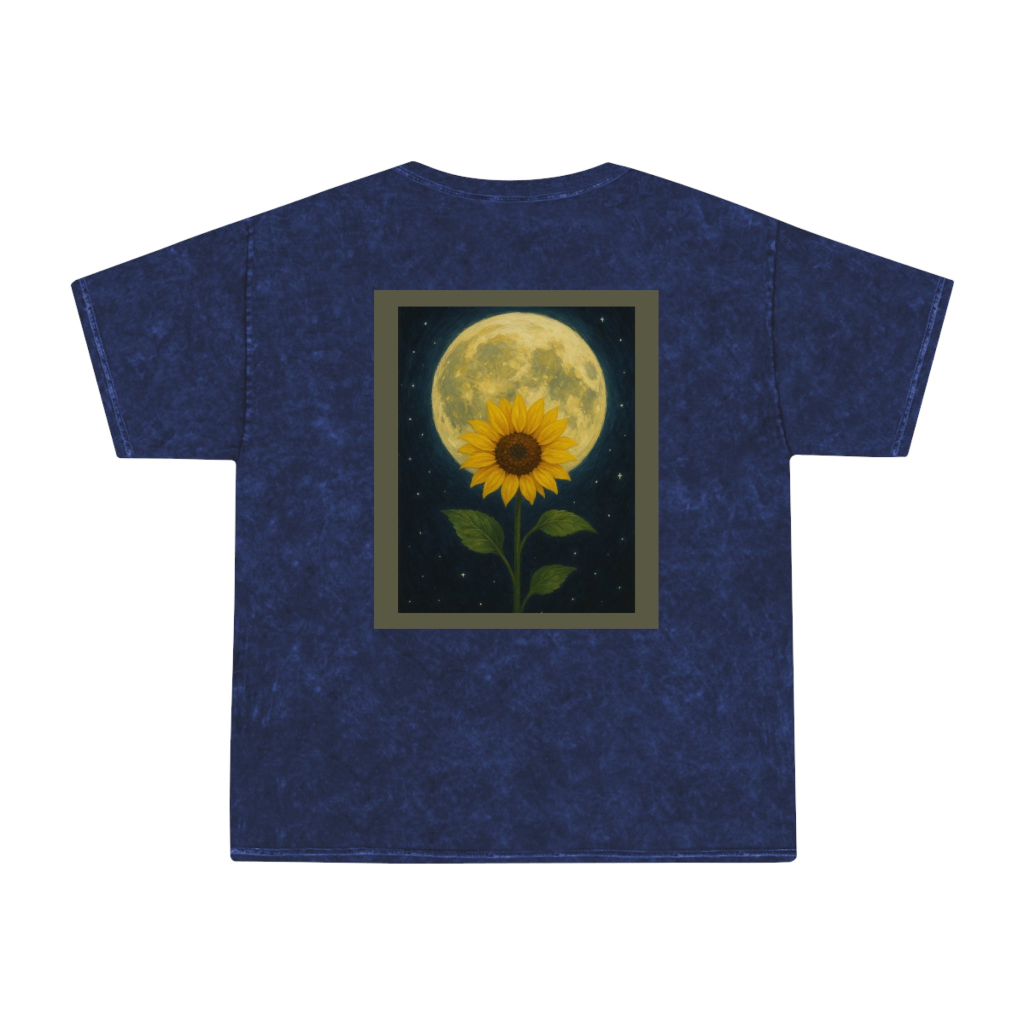 Premium Relaxed Floral Moon T-Shirt, Unisex Mineral Wash Tee, Casual Summer Shirt, Unique Gift for Nature Lovers, Bohemian Style Apparel