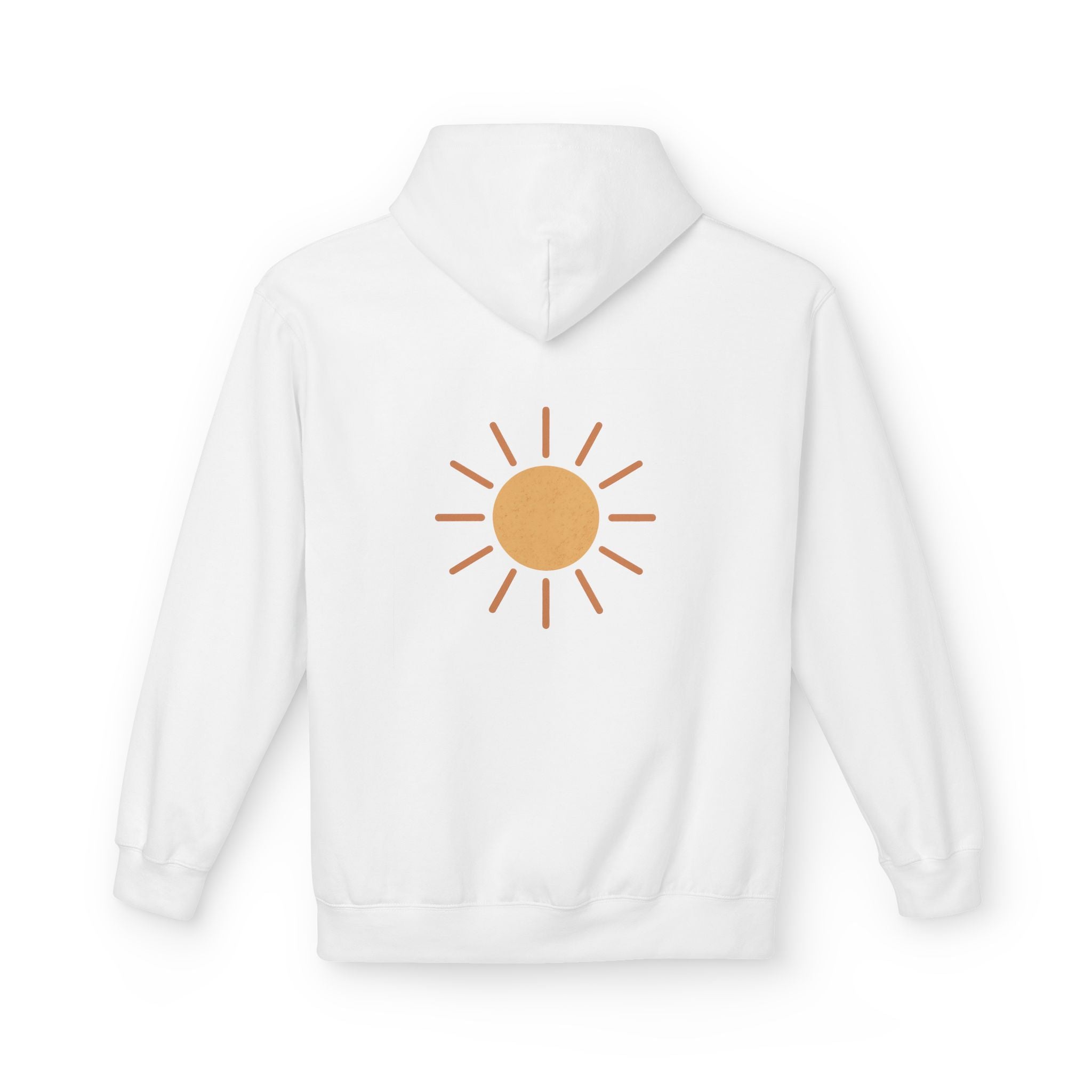 Light & Joy Fleece Hoodie with Sun Design, Perfect for Summer Days, Gift for Friends, Casual Wear, Outdoor Activities