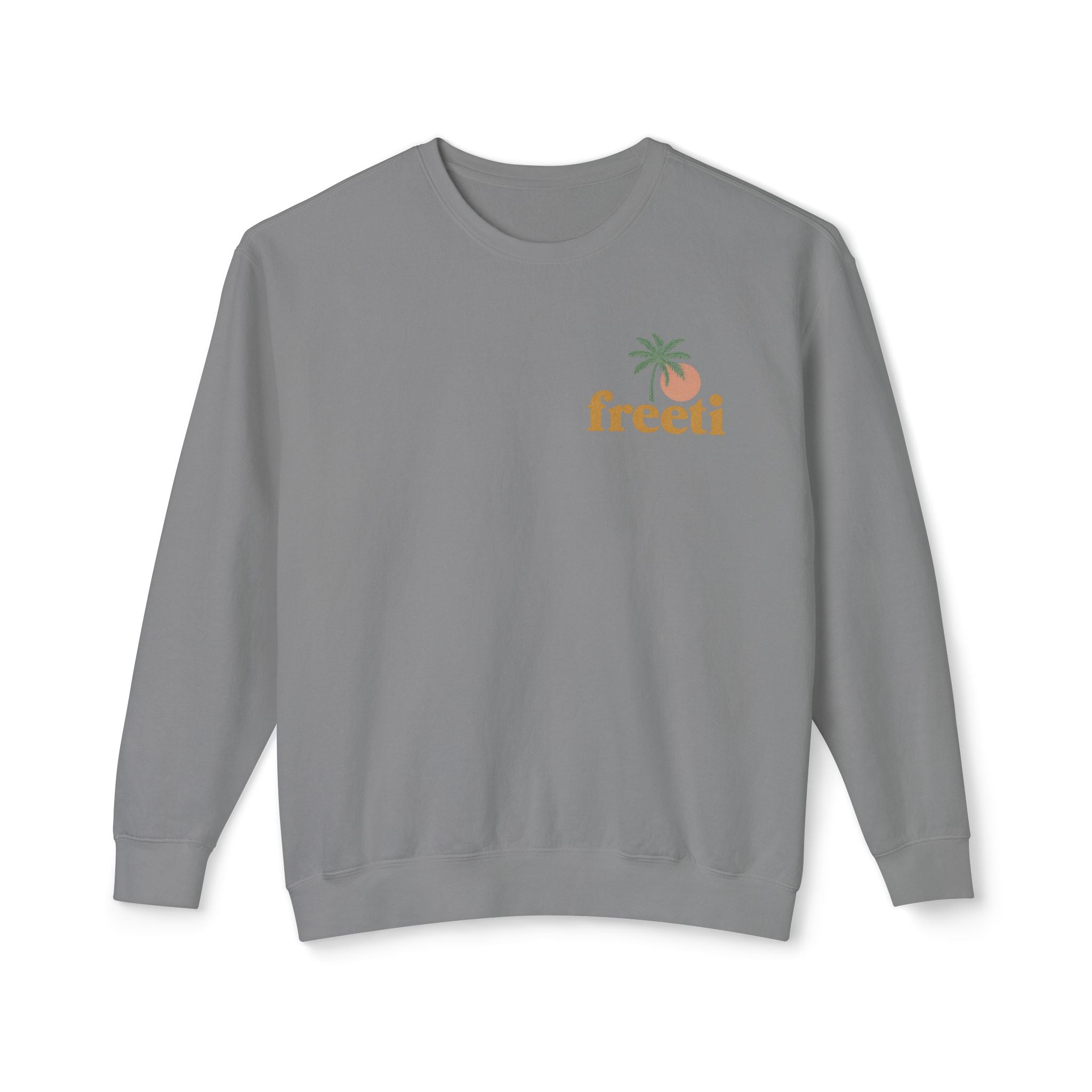 Tropical 'Freeti' Unisex Crewneck Sweatshirt, Lightweight Casual Wear, Summer Vibes, Gift for Her/Him, Cozy Lounge Top