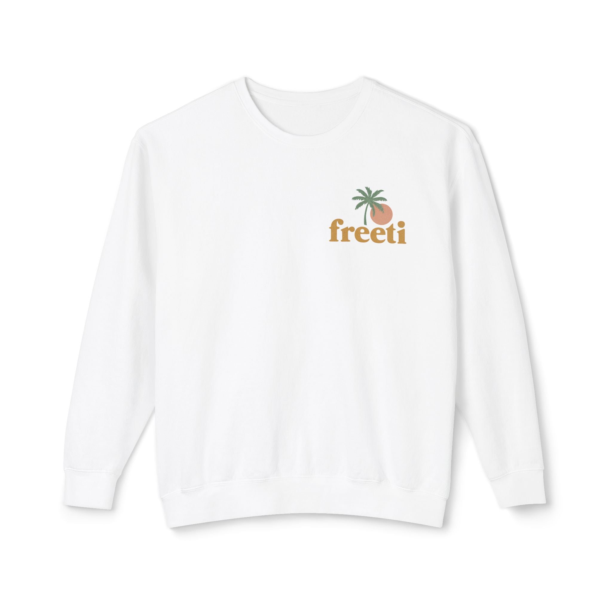 Tropical 'Freeti' Unisex Crewneck Sweatshirt, Lightweight Casual Wear, Summer Vibes, Gift for Her/Him, Cozy Lounge Top