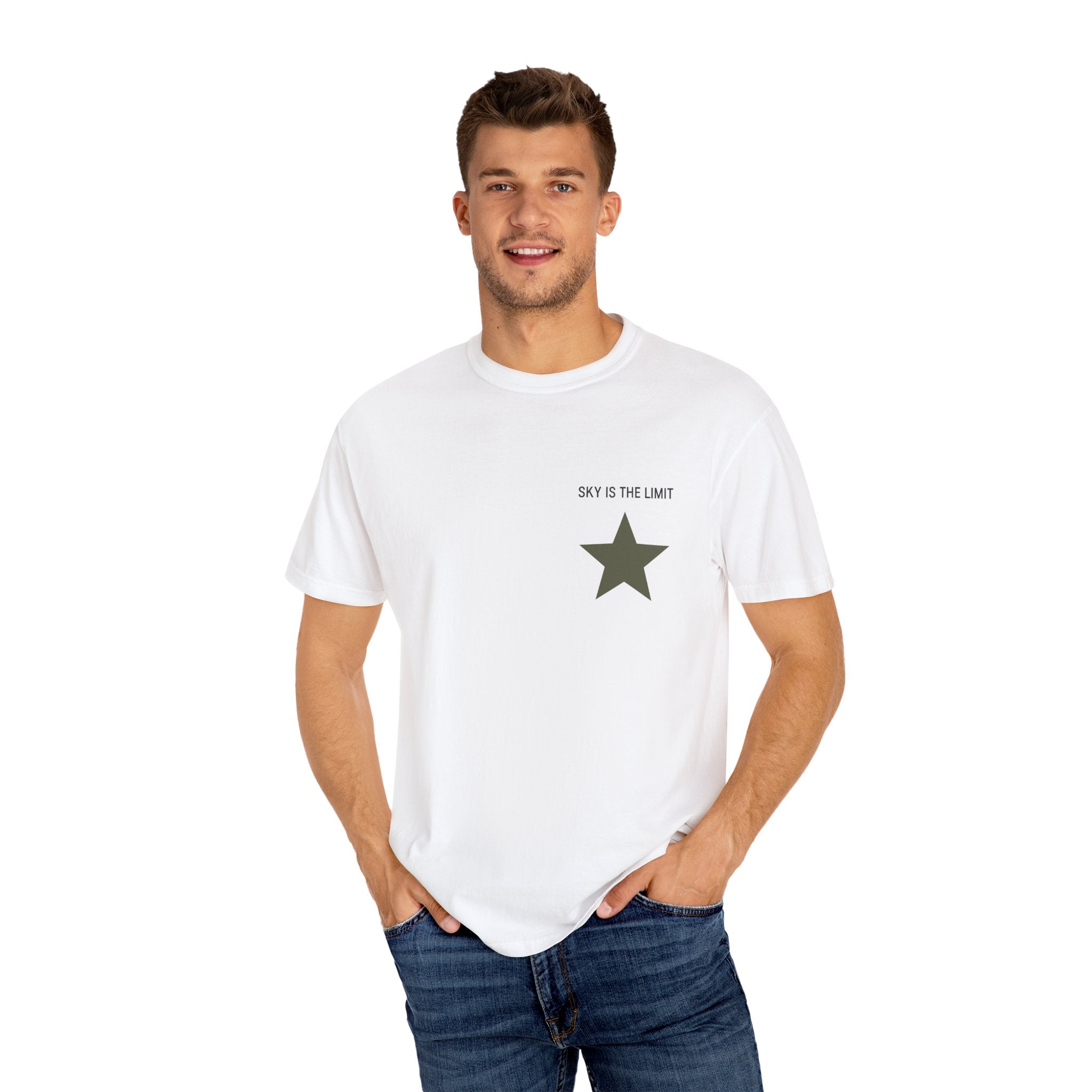 Unisex Garment-Dyed T-Shirt: Sky is the Limit, Sweet Dreams, Motivational Tee, Casual Wear, Gift for Dreamers