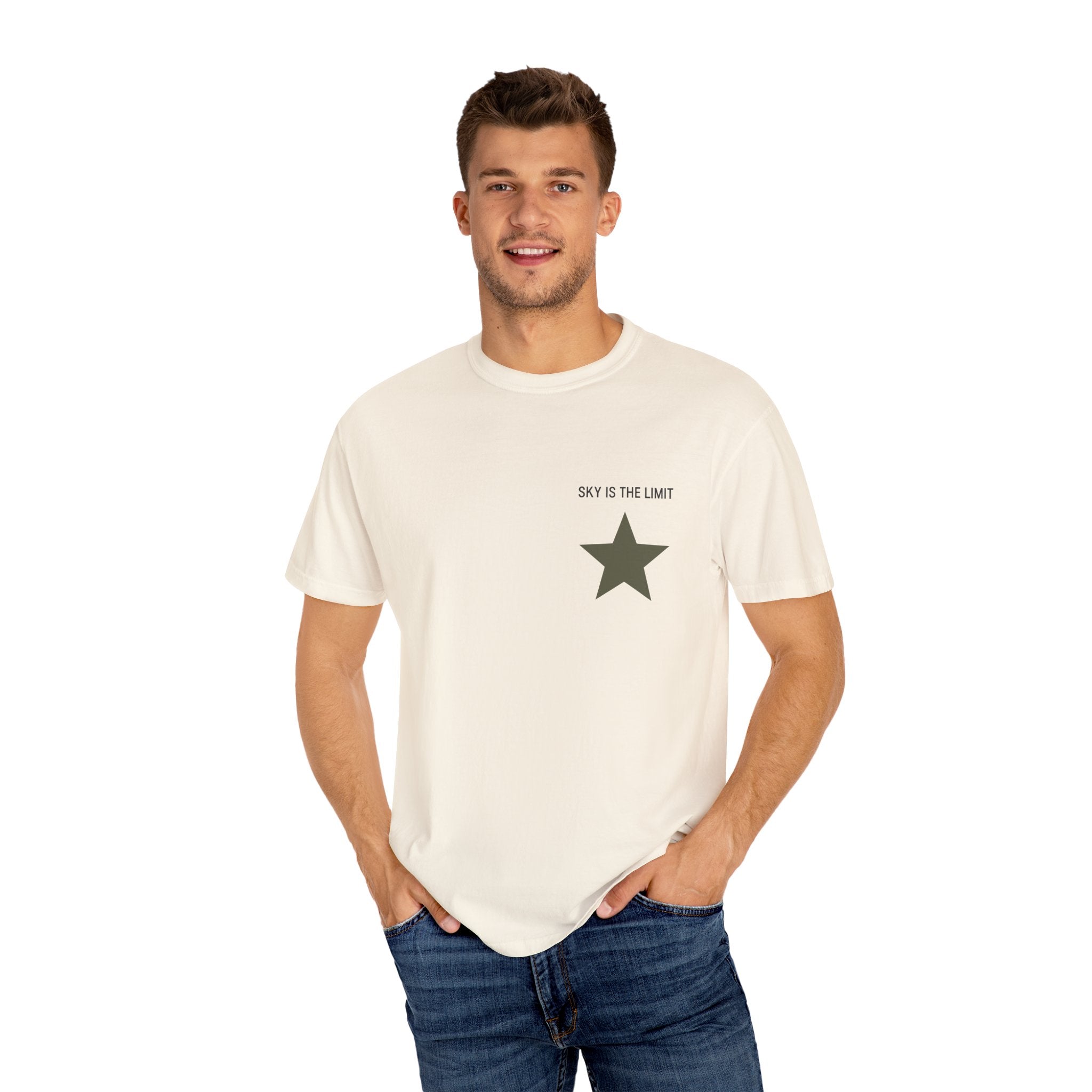 Unisex Garment-Dyed T-Shirt: Sky is the Limit, Sweet Dreams, Motivational Tee, Casual Wear, Gift for Dreamers